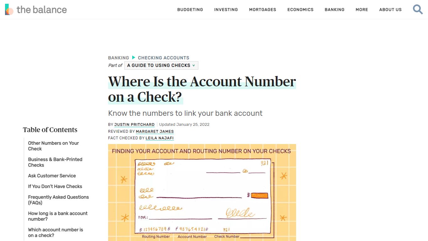 Find Your Account Number on a Check - The Balance