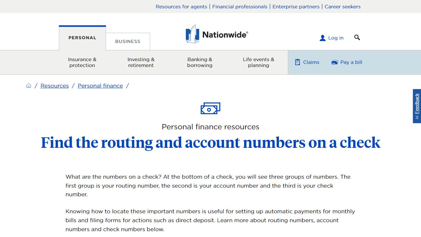 Locate Routing and Account Numbers on a Check – Nationwide